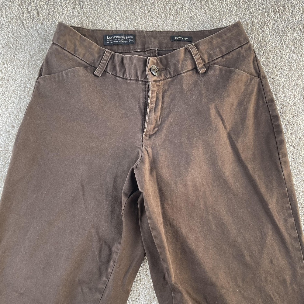 Lee Modern Series Pants Womens 29x28 Brown Chino Straight Leg Curvy Fit Casual